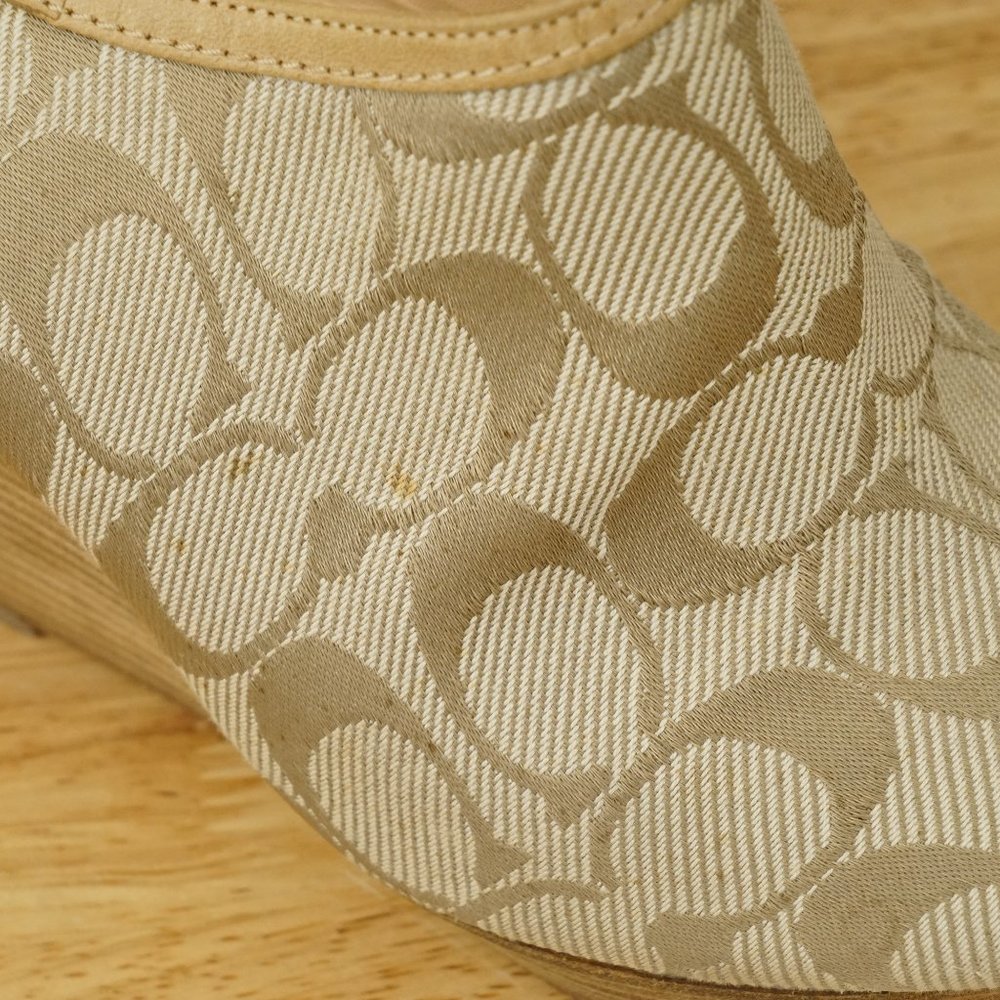 Coach Logo Pattern Wedge Slingback Platform Shoes… - image 5